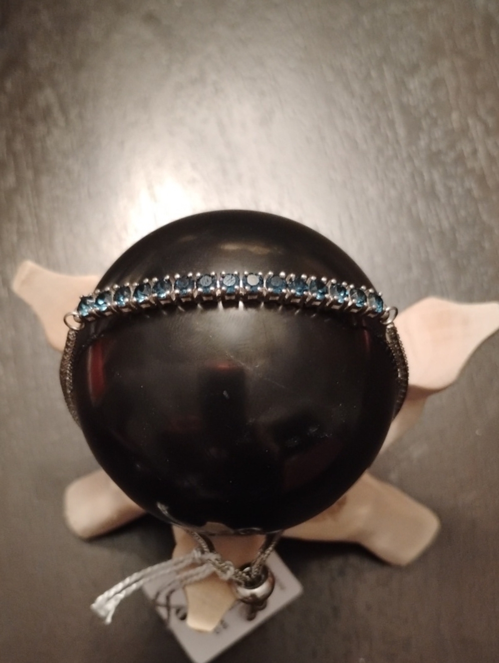 Swarovski Montana Blue Crystal Bolo Bracelet In Stainless Steel